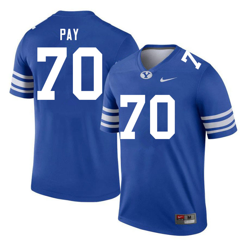 Men #70 Connor Pay BYU Cougars College Football Jerseys Sale-Royal